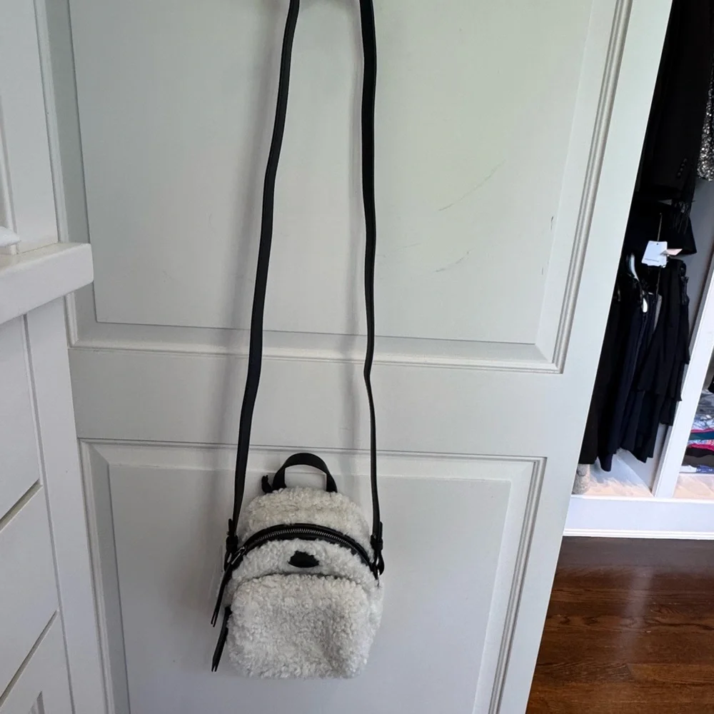 Moncler Kilia Black and White Shearling Crossbody Bag - Picture 3 of 7